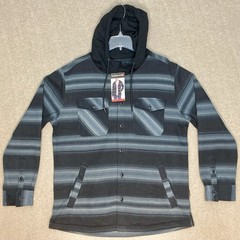 Quiksilver Hooded Shirt Jacket Mens Medium M Black & Gray Shacket NEW NWT