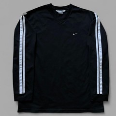 Vintage 00’s Nike Black Long Sleeve Pullover V-Neck Athleisure Shirt. Size XL.