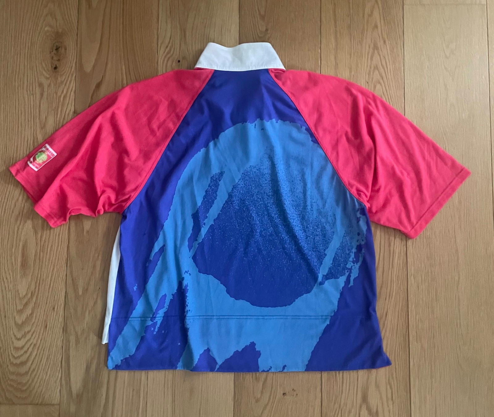 VTG Nike Challenge Court Agassi Short Sleeve 1/4 Zip Top Pink White Large gallery