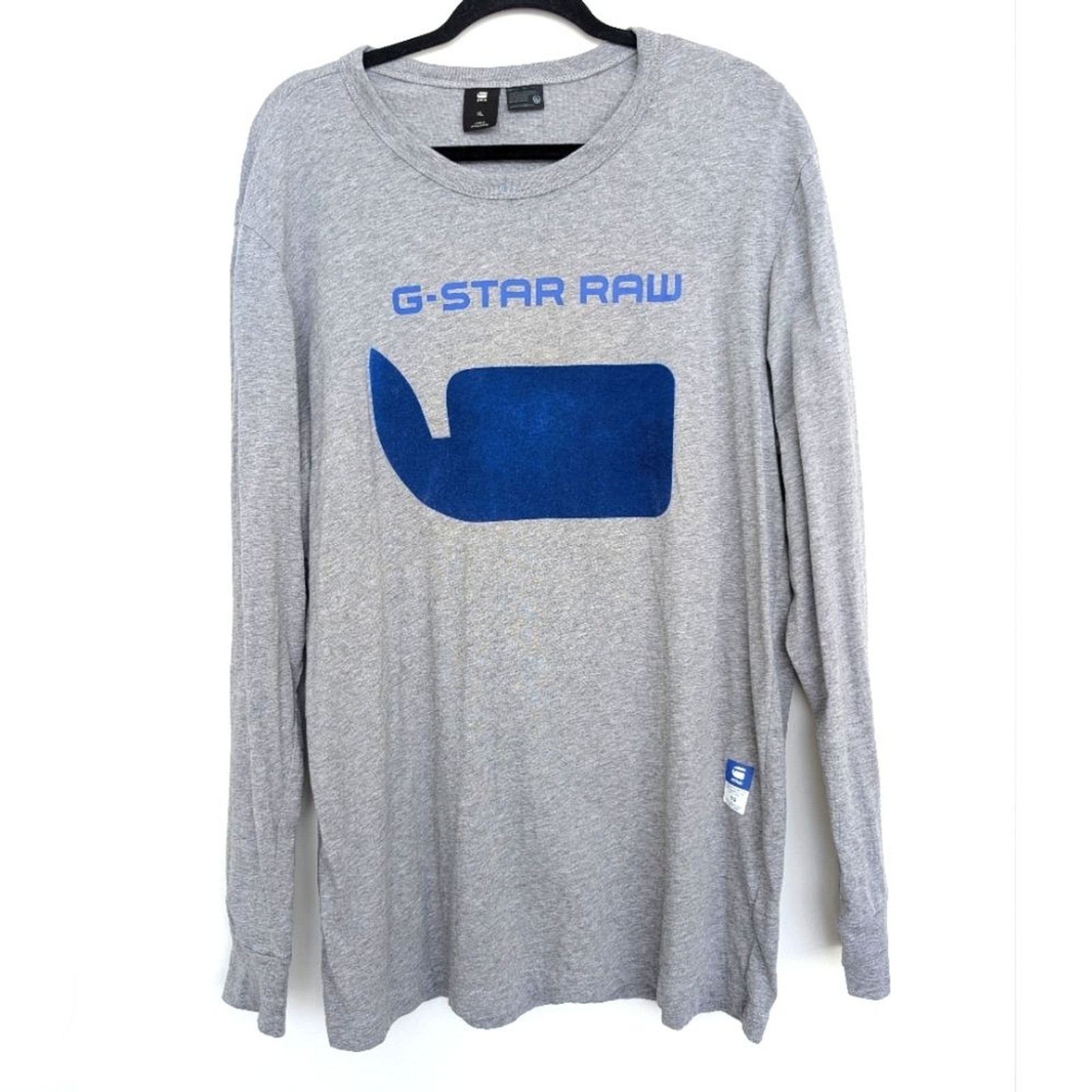 G-Star Raw Gray Velvet Logo Print Crew Neck Long Sleeve Sz XL gallery