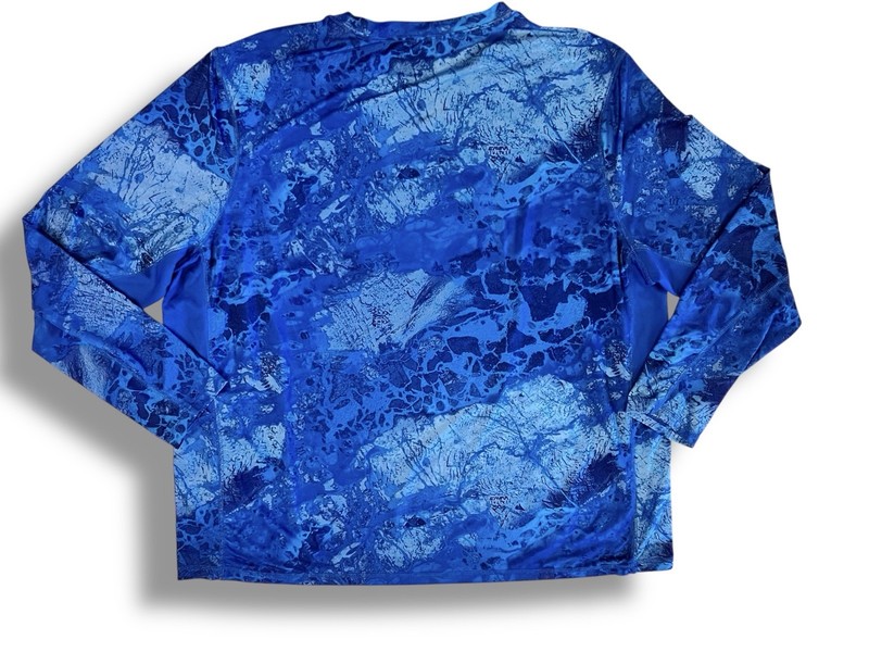 REALTREE FISHING Mens 3XL Blue Marbled Wave LS Performance Vented Wicking gallery