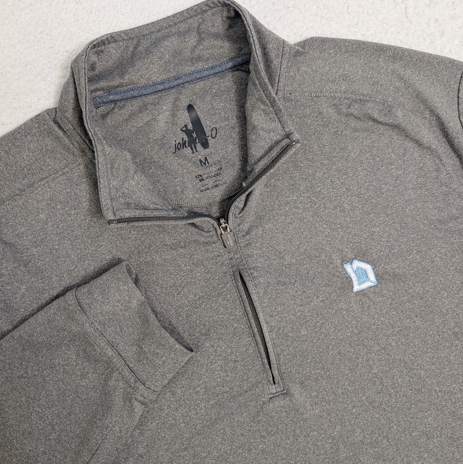 Johnnie-O Men’s Med Gray 1/4 Zip Performance Pullover Stretch Golf Comp Logo gallery