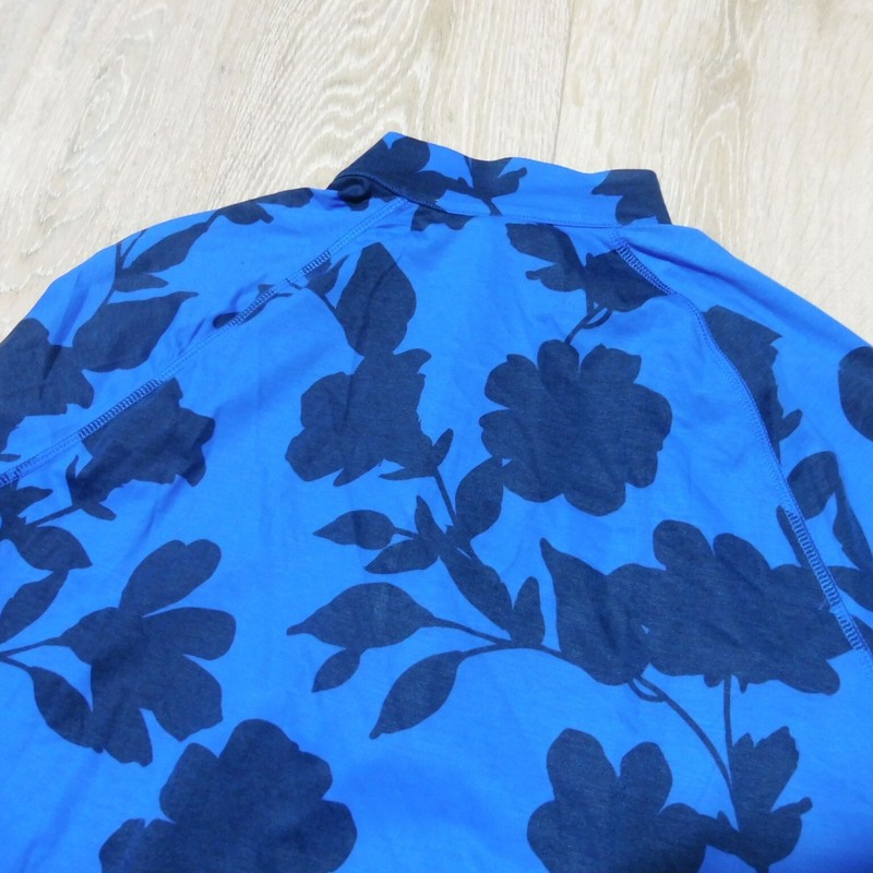 G/FORE Mens M MEDIUM PULLOVER BLUE FLORAL HAWAIIAN MOCKNECK 1/4 ZIP GOLF STRETCH gallery