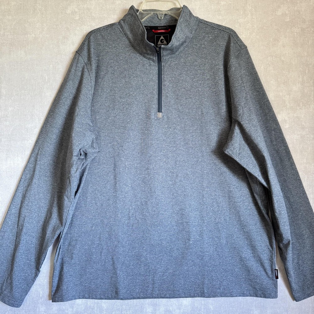 Gerry Pullover Mens 2XL Gray Quarter Zip Performance Athletic Stretch Layer