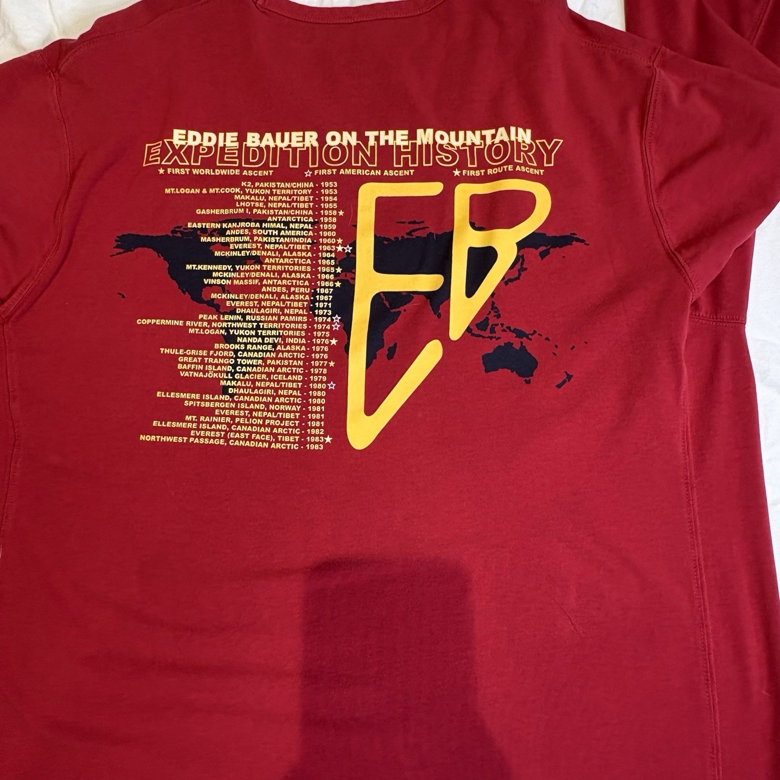 Eddie Bauer Sport EB On The Mountain Long Sleeve Shirt Red Adventure Mens XL gallery