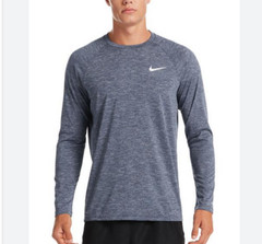 Nike Swim Hydroguard Long Sleeve T-Shirt Dri Fit Mens M L XL 2XL UPF40 Navy Gray