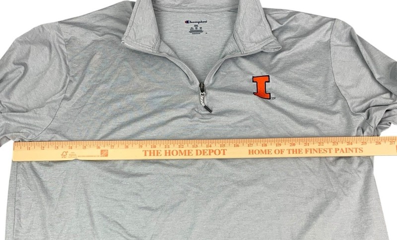 Illinois Fighting Illini 1/4 Zip Pullover Champion Gray Long Sleeves, Men’s 2XL gallery