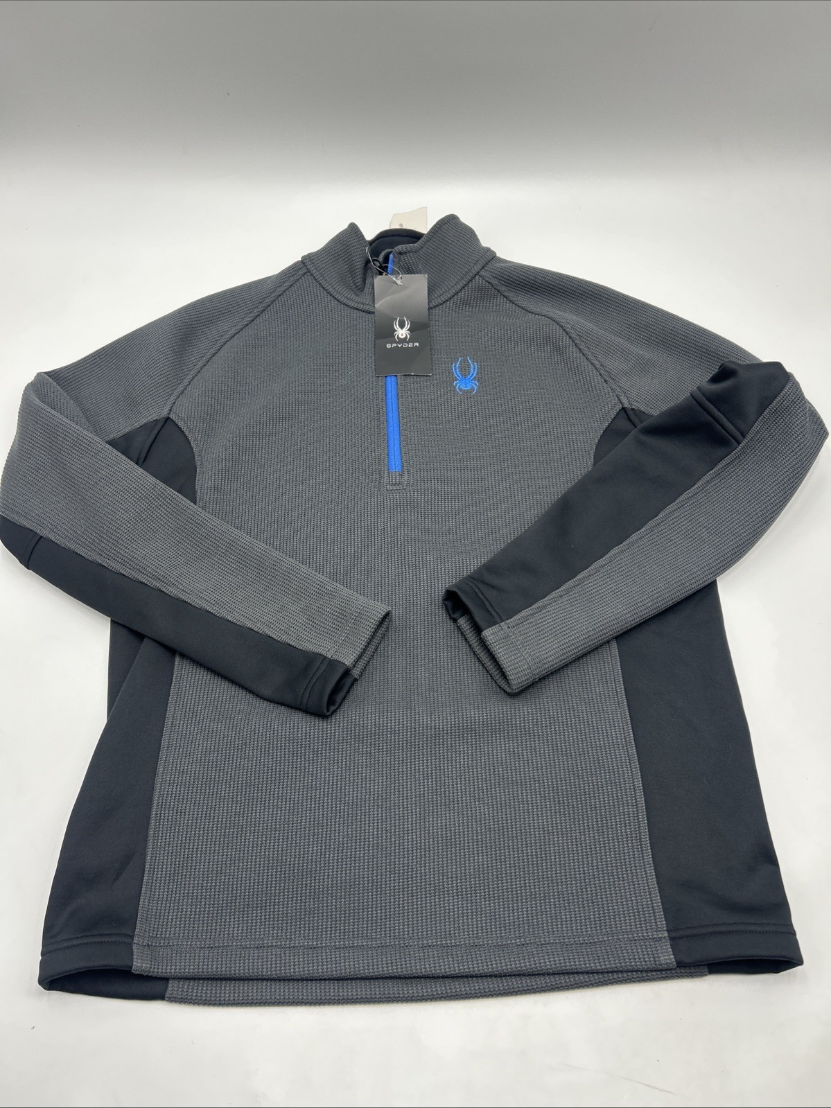 Spyder Major Cable Thermal 1/4 Zip Pullover Shirt Men's Size LARGE Gry Blk Bl gallery