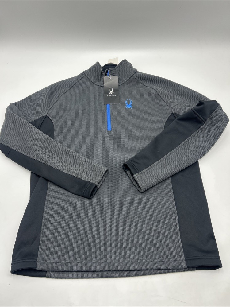 Spyder Major Cable Thermal 1/4 Zip Pullover Shirt Men's Size LARGE Gry Blk Bl
