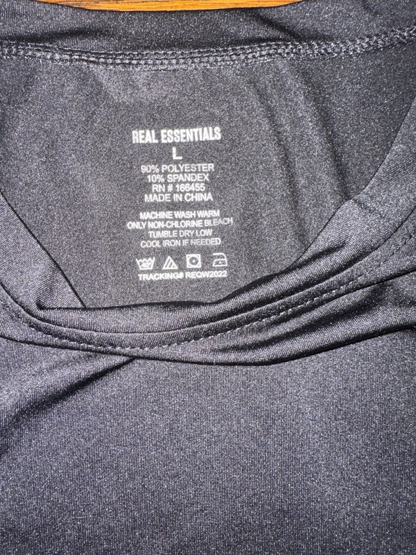 Real Essentials Black Stretch Long Sleeve Crew Neck Activewear Tee L gallery