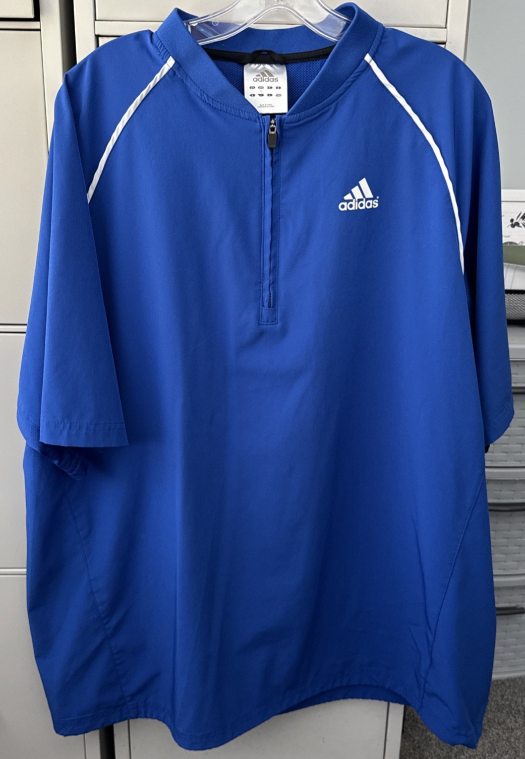 Adidas Mens 1/4 Zip Up Pullover Short Sleeve Athletic Shirt Blue L gallery