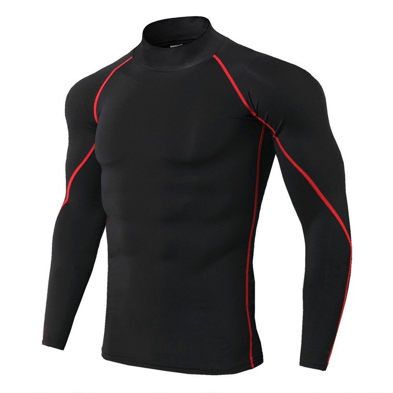 Men's High Neck Compression Shirts Workout Quick Dry Base Layer Tops T-Shirt gallery