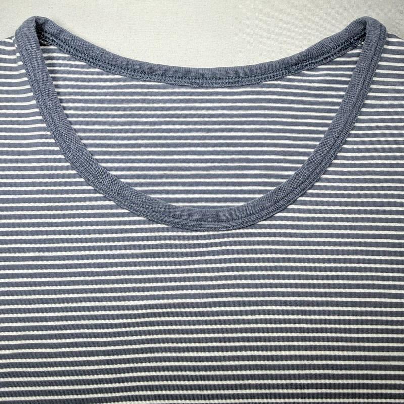 Lululemon 5 Year Basic Tee Mens Size M Gray/Blue Nautical Micro Striped Vitasea gallery