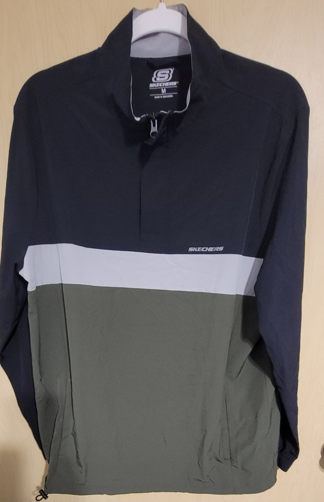 SKETCHERS Mens Med 1/4 Zip Mock Neck Pullover Active Wear Shirt Black Green Gray
