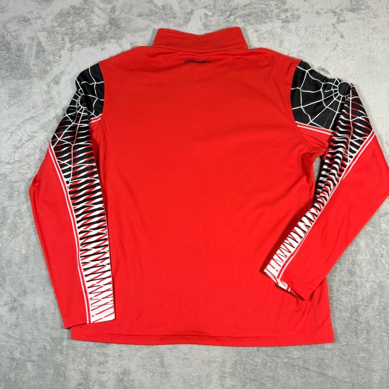 Spyder Mens XL Pullover Red Spiderweb Graphic Performance Quarter Zip Mock Neck gallery