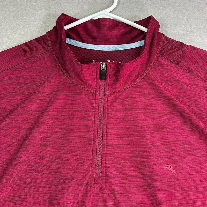 Tommy Bahama IslandZone 1/4 Zip Pullover Men's 4XLT Big Tall Sangria Marlin Poly gallery