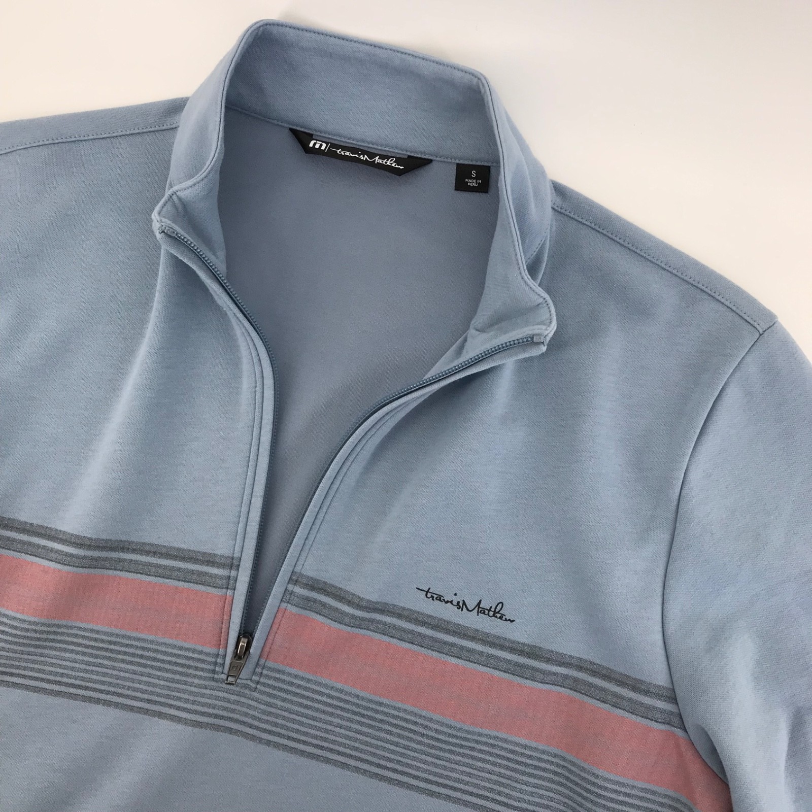 Travis Mathew 1/4 Zip Long Sleeve Mens Blue With Pocket Sz Small gallery
