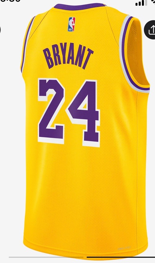 Nike Los Angeles Lakers Swingman KOBE BRYANT #24 authentic Big Kids Jersey Sz L gallery