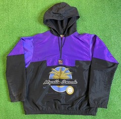 Vintage 90s Surf Style Windbreaker Jacket OSFA Zip Pullover Myrtle Beach 1/4 Zip