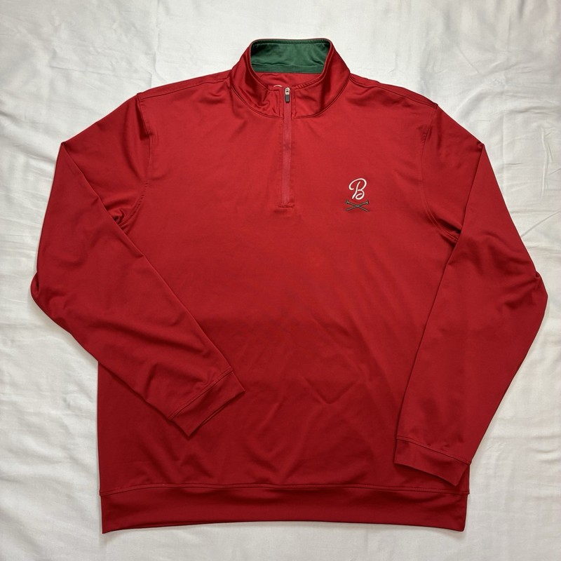 Barstool Sports 1/4 Zip Pullover Mens Medium Red Green Holiday Performance Golf gallery
