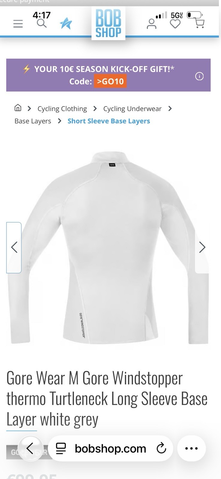 GORE WEAR Men's WINDSTOPPER Thermo Base Layer Turtleneck 1/4 Zip M Grey gallery