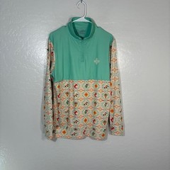 RSVLTS Breakfast Balls Pullover Shirt Mens Medium Green Aztec Golf Quarter Zip