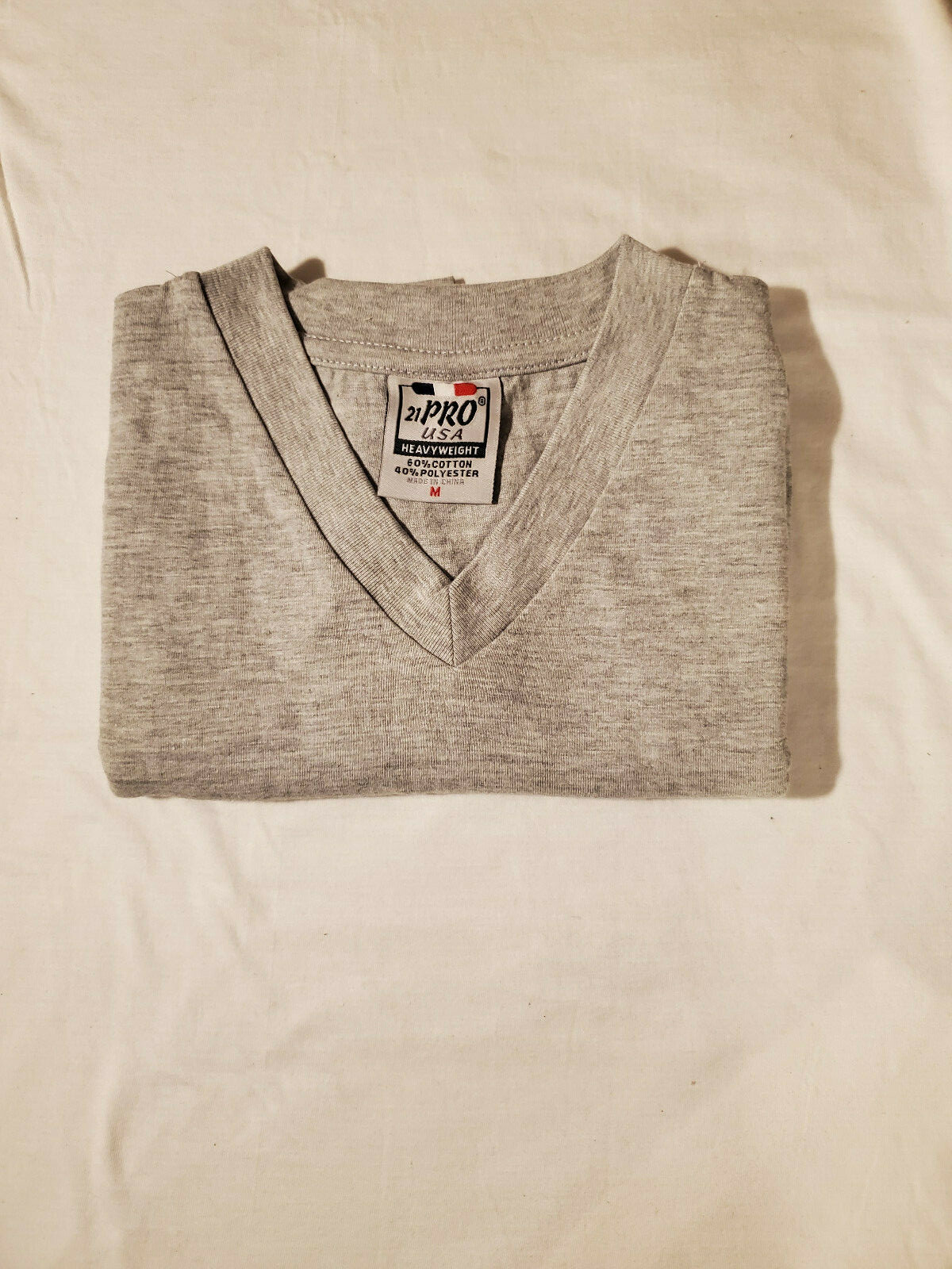 Men's HEAVY WEIGHT V-Neck T-Shirt Plain Solid Tee Shirt gallery