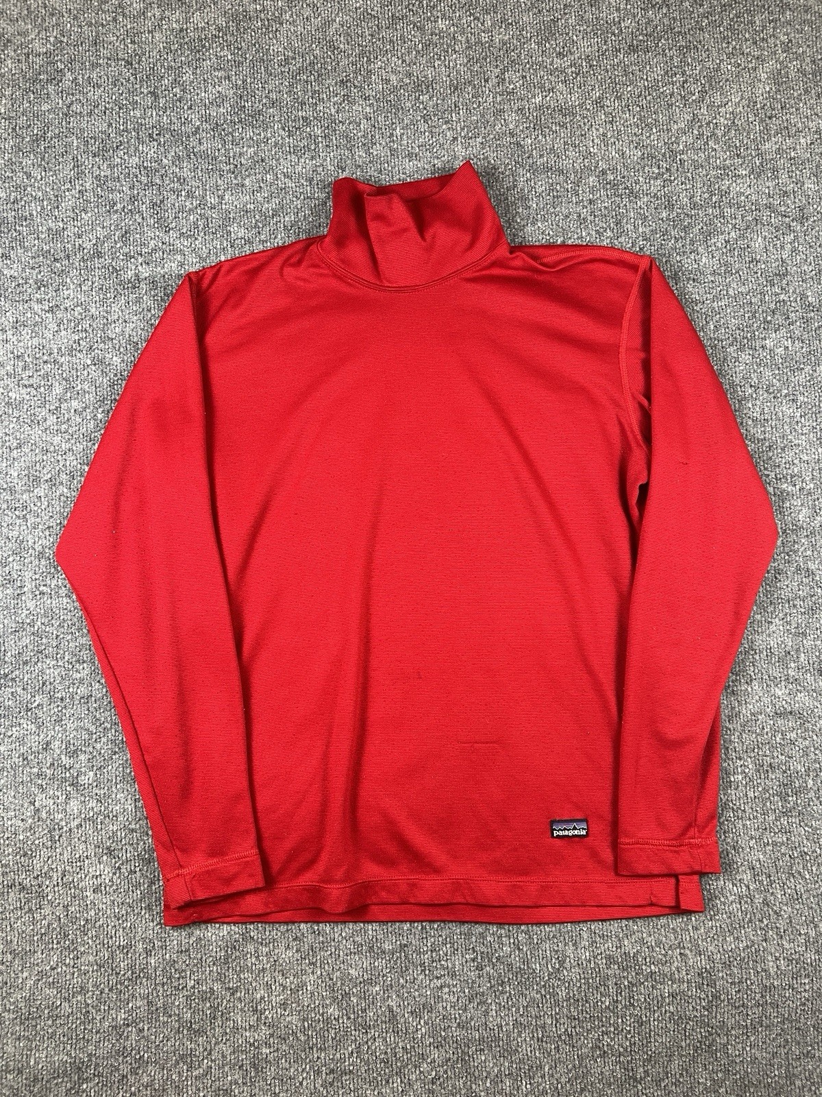 Vintage Patagonia Base Layer Shirt Mens S Capilene Turtle Neck Red Made in USA gallery
