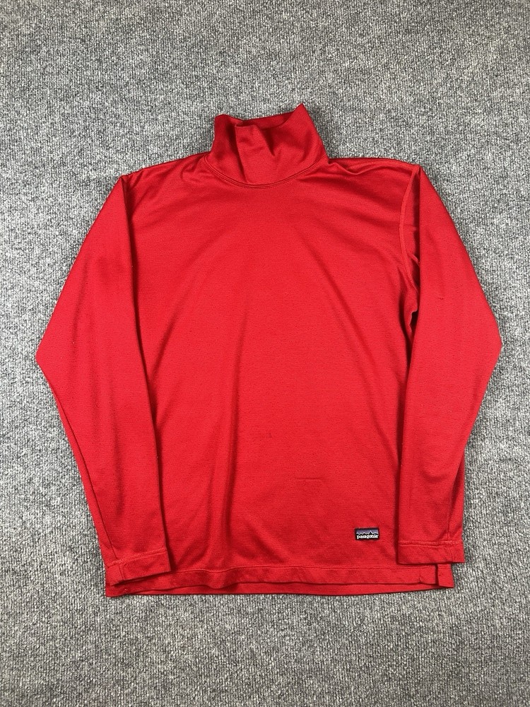 Vintage Patagonia Base Layer Shirt Mens S Capilene Turtle Neck Red Made in USA