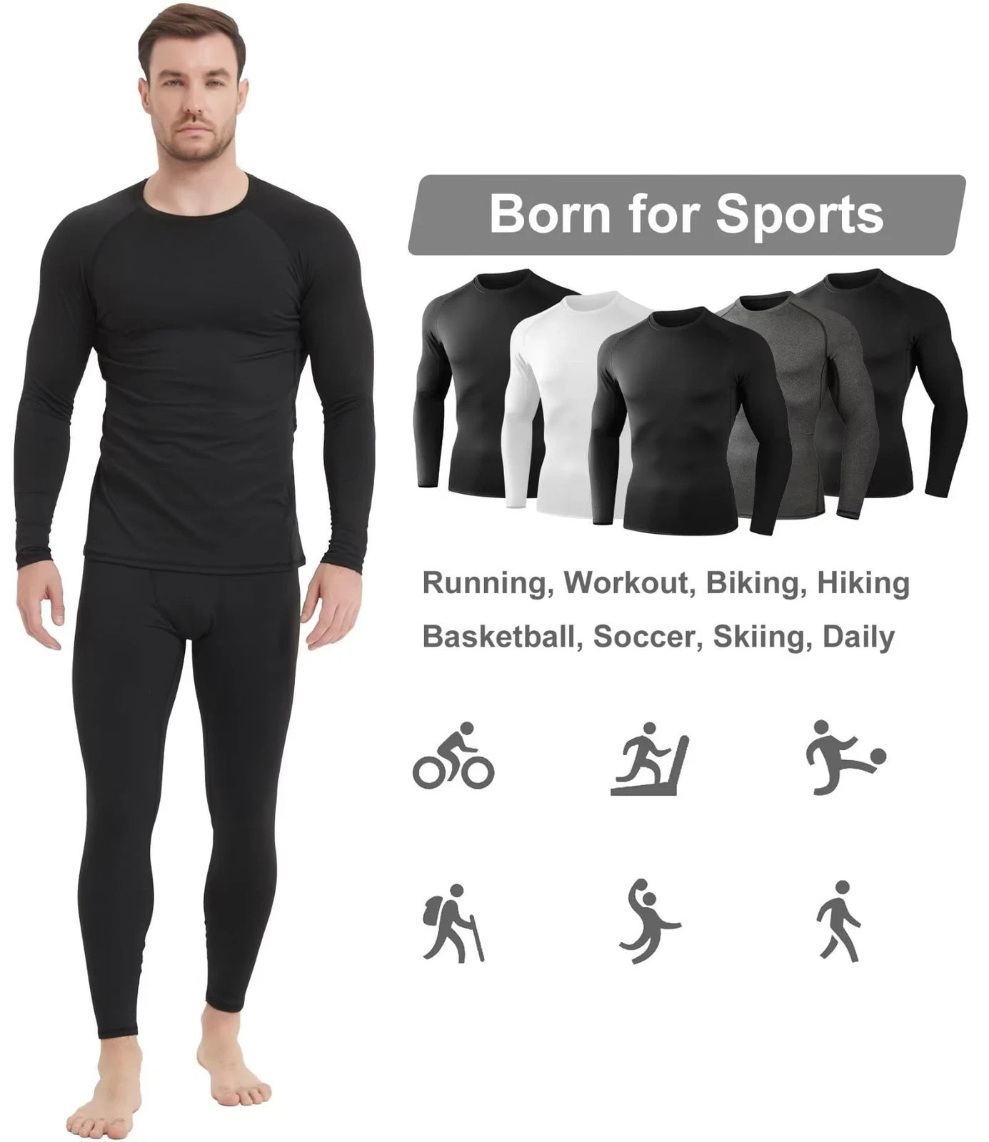 5 Pack Thermal Compression Shirts for Men Long Sleeve Running Gear Undershirt... gallery