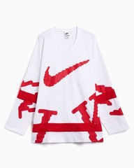 Nike Sportswear Swoosh Club Hockey Jersey White Red Oversized Men’s HV1137-100