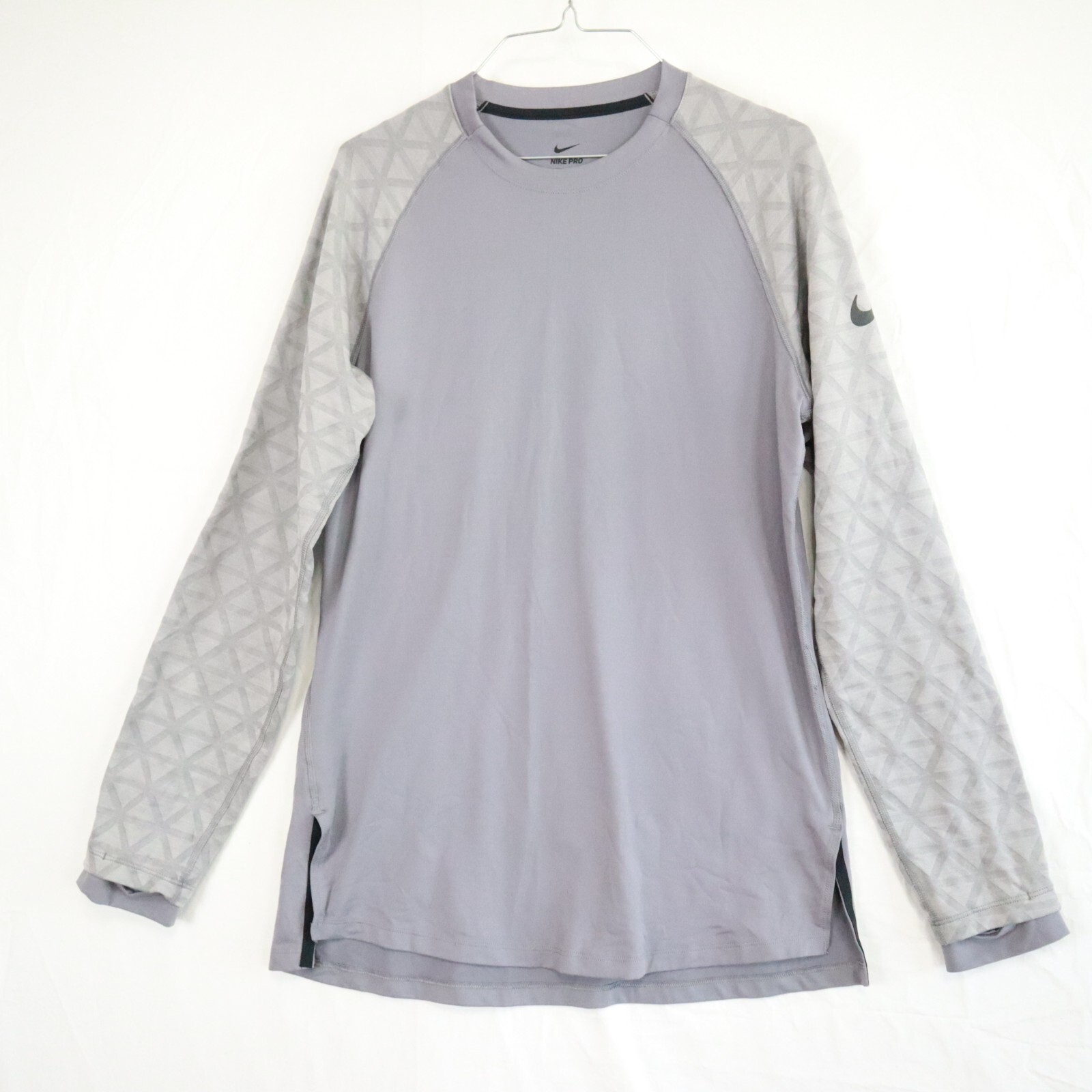 Nike Pro Shirt Mens Medium Activewear Sports Training Gray Raglan Long Sleeve gallery