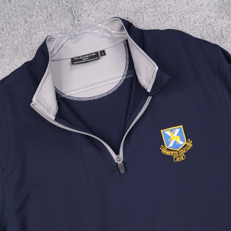 Glenmuir Storm Bloc Showerproof Pullover Mens L Navy 1/4 Zip Monifieth Scotland gallery