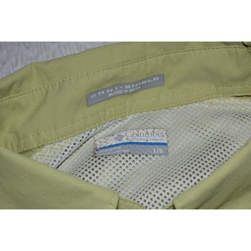 Columbia PFG Performance Fishing Gear Shirt Mens Large Polyester Yellowish Green gallery