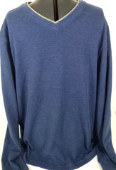 Faded Glory-Mens Long Sleeve-Thermal Sweatshirt-XL Extra Large-Blue-V Neck