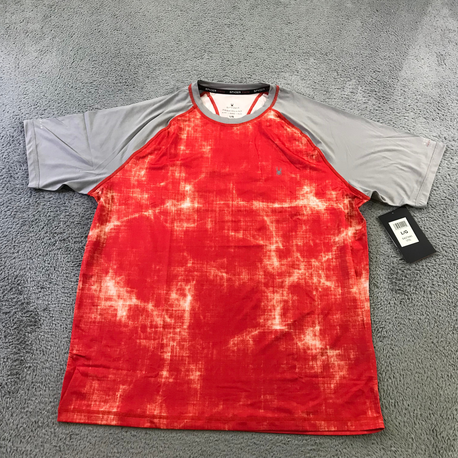 Spyder Shirt Mens Large Swim Rash Guard Shirt UPF 30 Surf Sand Hiking Gray Red gallery