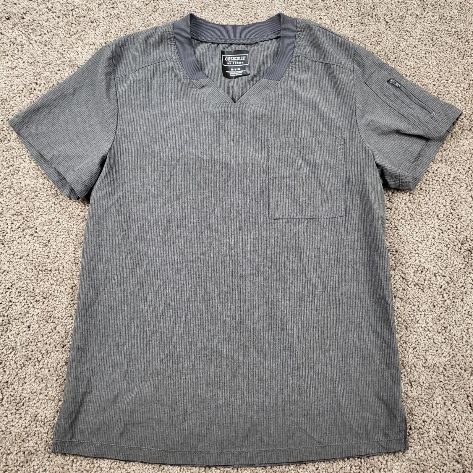 Cherokee Medical Uniforms Mens Scrub Top CK824A Grey Ribbed V-Neck Medium gallery