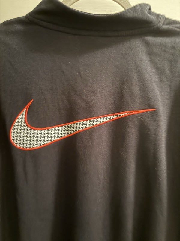 Nike Y2K XS Xsmall Pullover Quarter Zip Black Houndstooth Swish Logo White Tag gallery