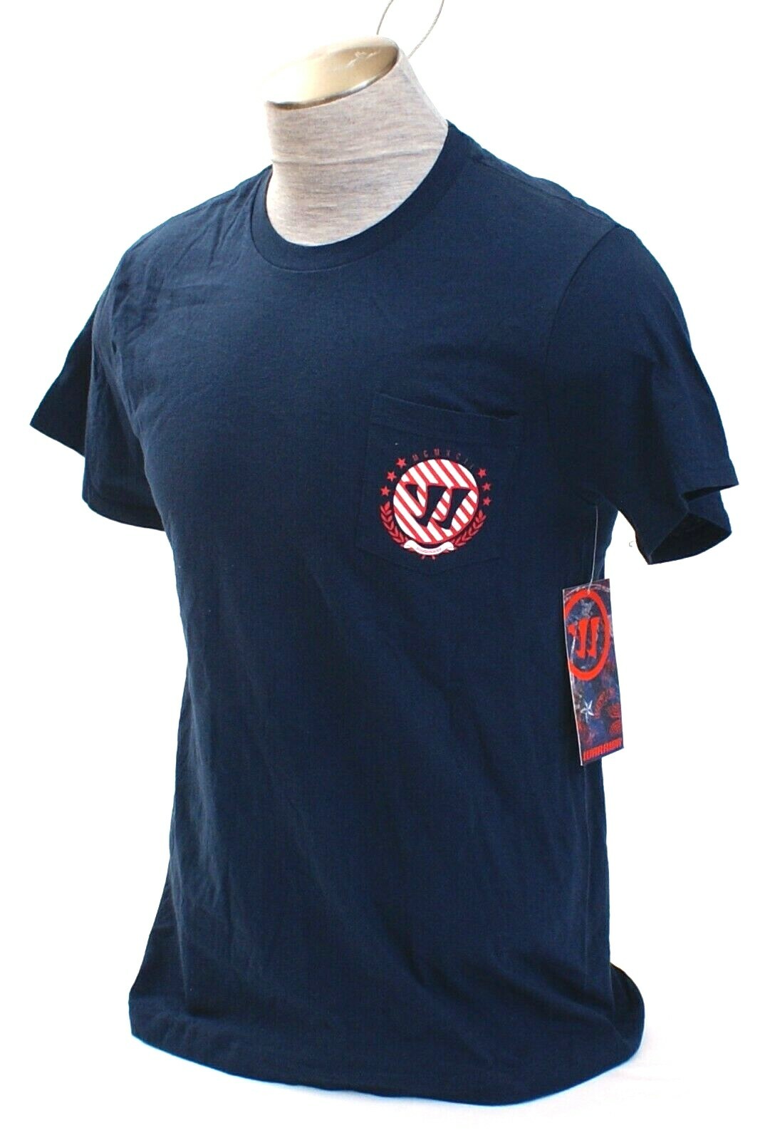 Warrior Blue Short Sleeve Graphic Crew Neck Pocket Tee T Shirt Men's NWT gallery