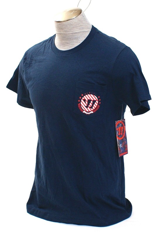 Warrior Blue Short Sleeve Graphic Crew Neck Pocket Tee T Shirt Men's NWT gallery