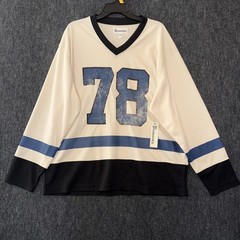 No Boundaries Men 78 Sz L Hockey Jersey Light Birch Grunge Streetwear Y2K Sporty