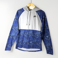 USA Hockey Hooded Pullover Shirt Mens Small Blue Camo Long Sleeve Athletic Top