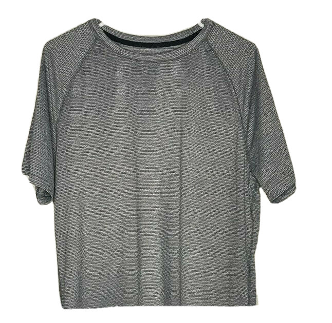 All Motion Mens Short Sleeve Soft Gym T-shirt S Athletic Gray Stripe Dri Fit gallery