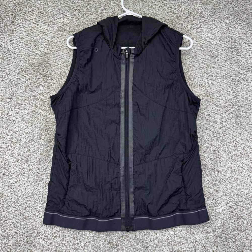 Fabletics Performance Vest Men's Large Black Full Zip Sleeveless Stretch Hood