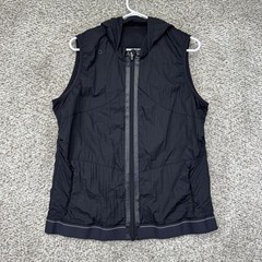 Fabletics Performance Vest Men’s Large Black Full Zip Sleeveless Stretch Hood