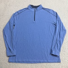 Tasc Shirt Mens Extra Large Blue 1/4 Zip Pullover Performance Bamboo Golfing