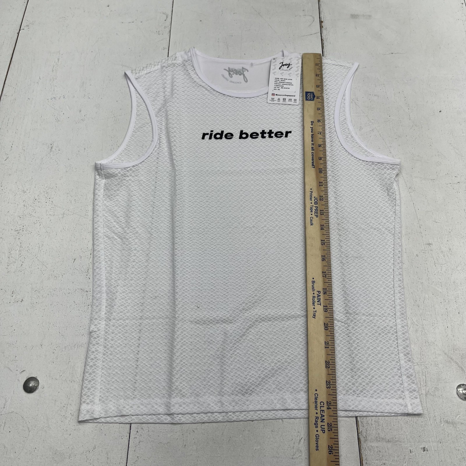 Joey Cycling Apparel Base Layer Tank Mens 3XL White Mesh Road Bike Shirt gallery