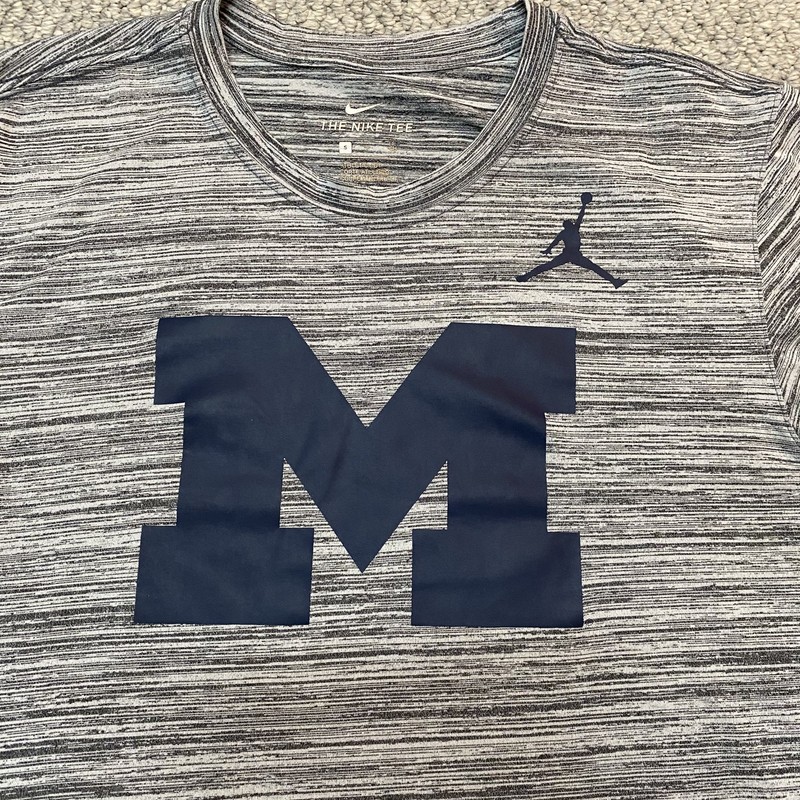 University of Michigan Air Jordan Nike Dri Fit T Shirt Men's Size Small Gray gallery