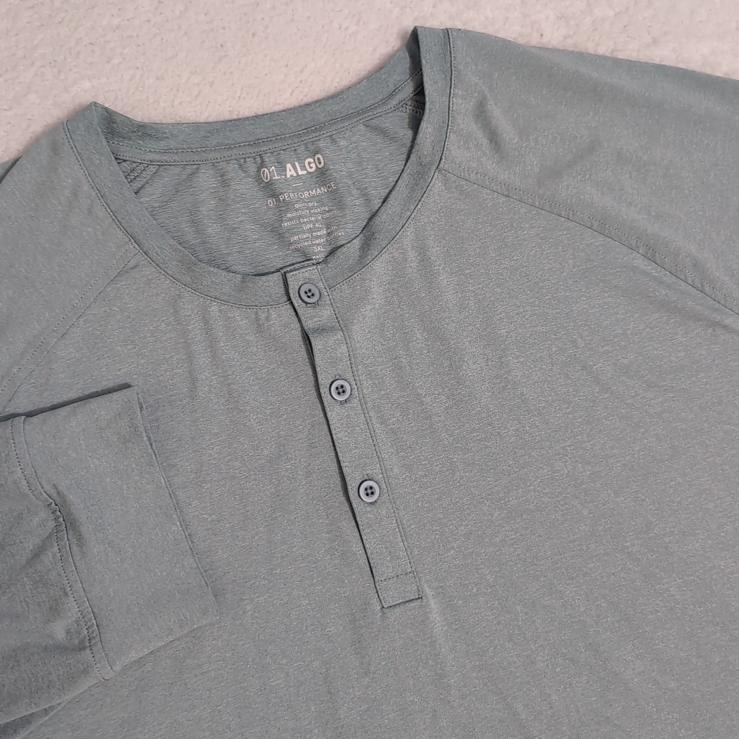 NEW 01. ALGO Performance Stretch 6% Spandex Henley Shirt Mens 3XL Blue L/S gallery