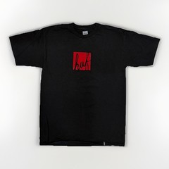 HUF SF box logo script cursive red velvet black velour flocked sz M
